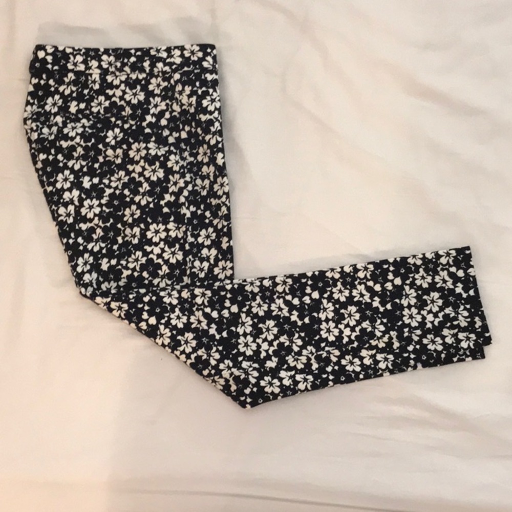 Banana Republic Sloan Black & White Floral Pants